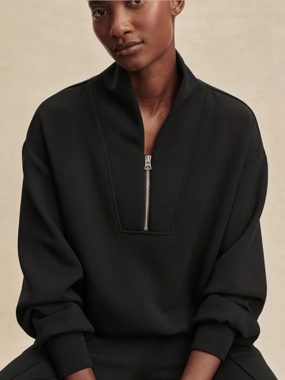 VARLEY Black Half-Zip Pullover Sweater